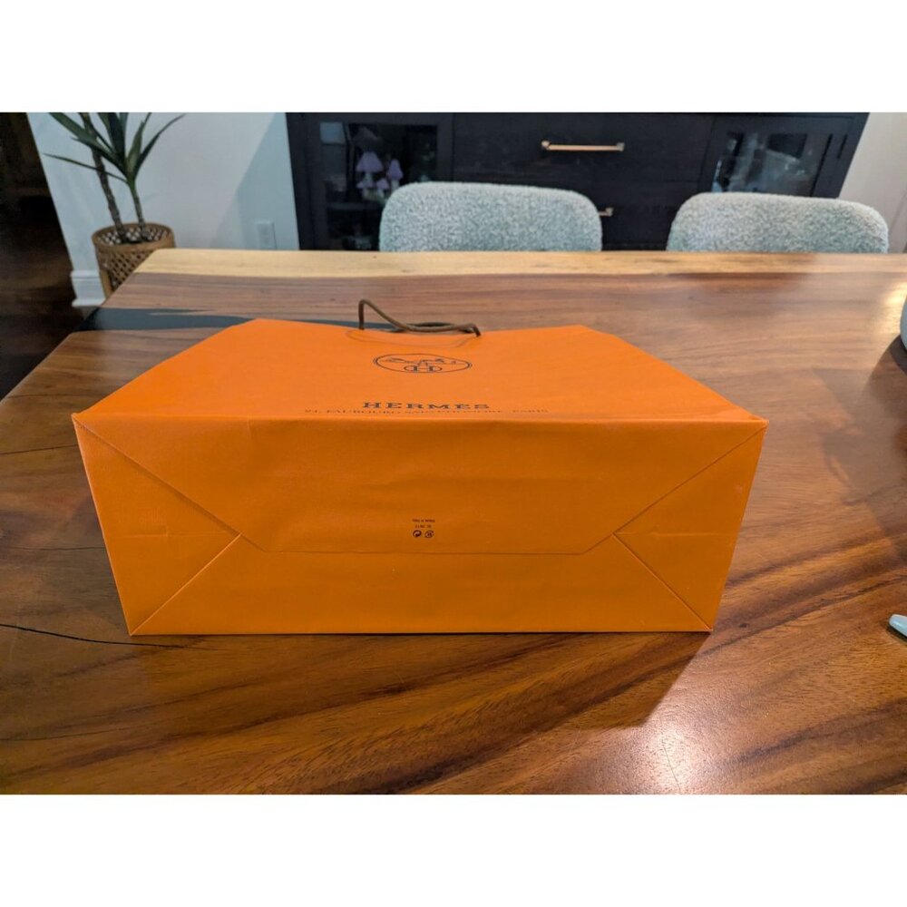 Hermes Orange Paper Shopping Tote Gift Bag With Handles 16x16x6 - Picture 6 of 10